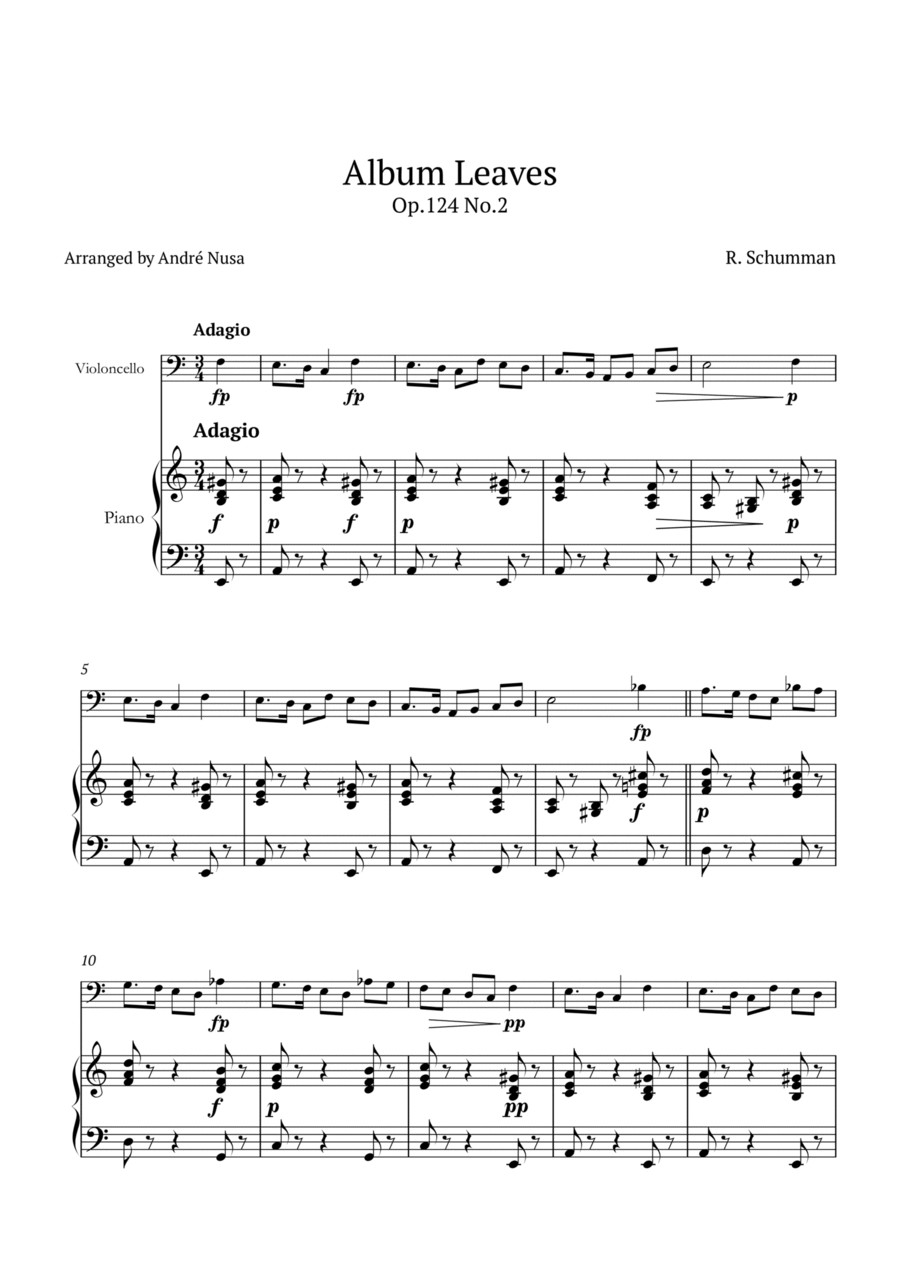 Album Leaves Op.124 No.2 Album Leaves Op.124 No.2 Piano scores gallery preview page 1
