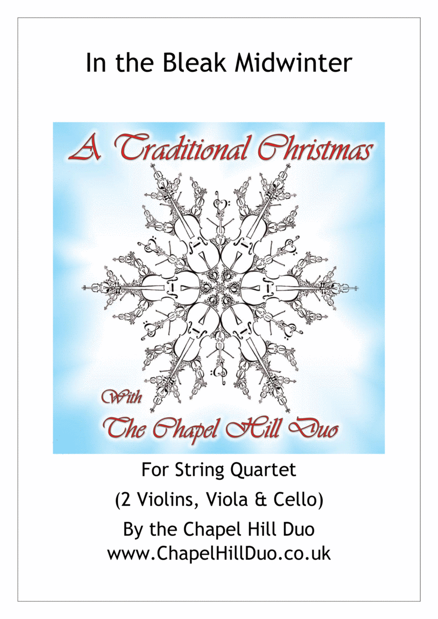 In the Bleak Midwinter for String Quartet - Full Length arrangement by the Chapel Hill Duo String Quartet scores gallery preview page 1