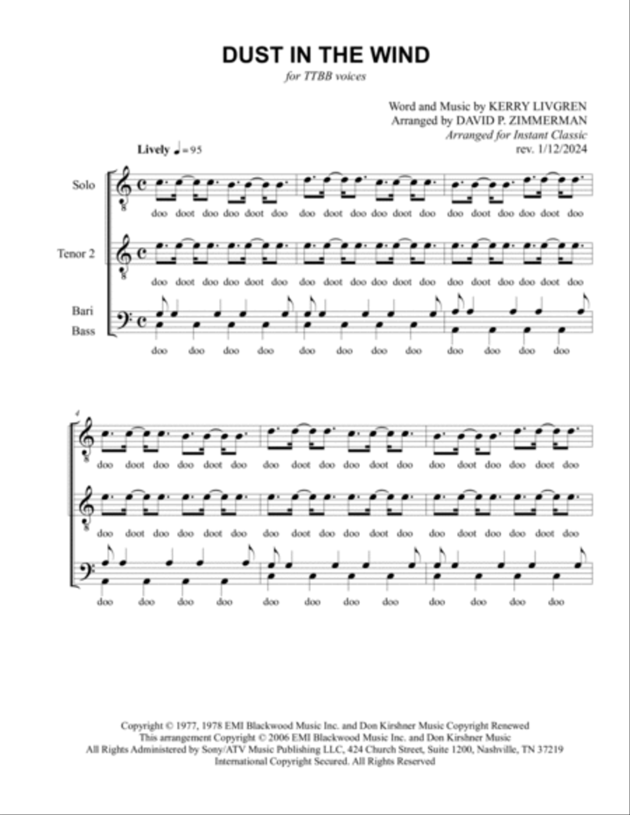 Dust In The Wind TTBB scores gallery preview page 2