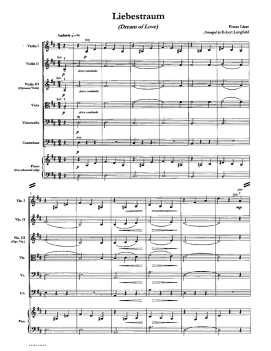 Liebestraum (Dream of Love) Orchestra scores gallery preview page 2