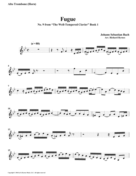 Fugue 09 from Well-Tempered Clavier, Book 1 (Trombone Quartet) image number null