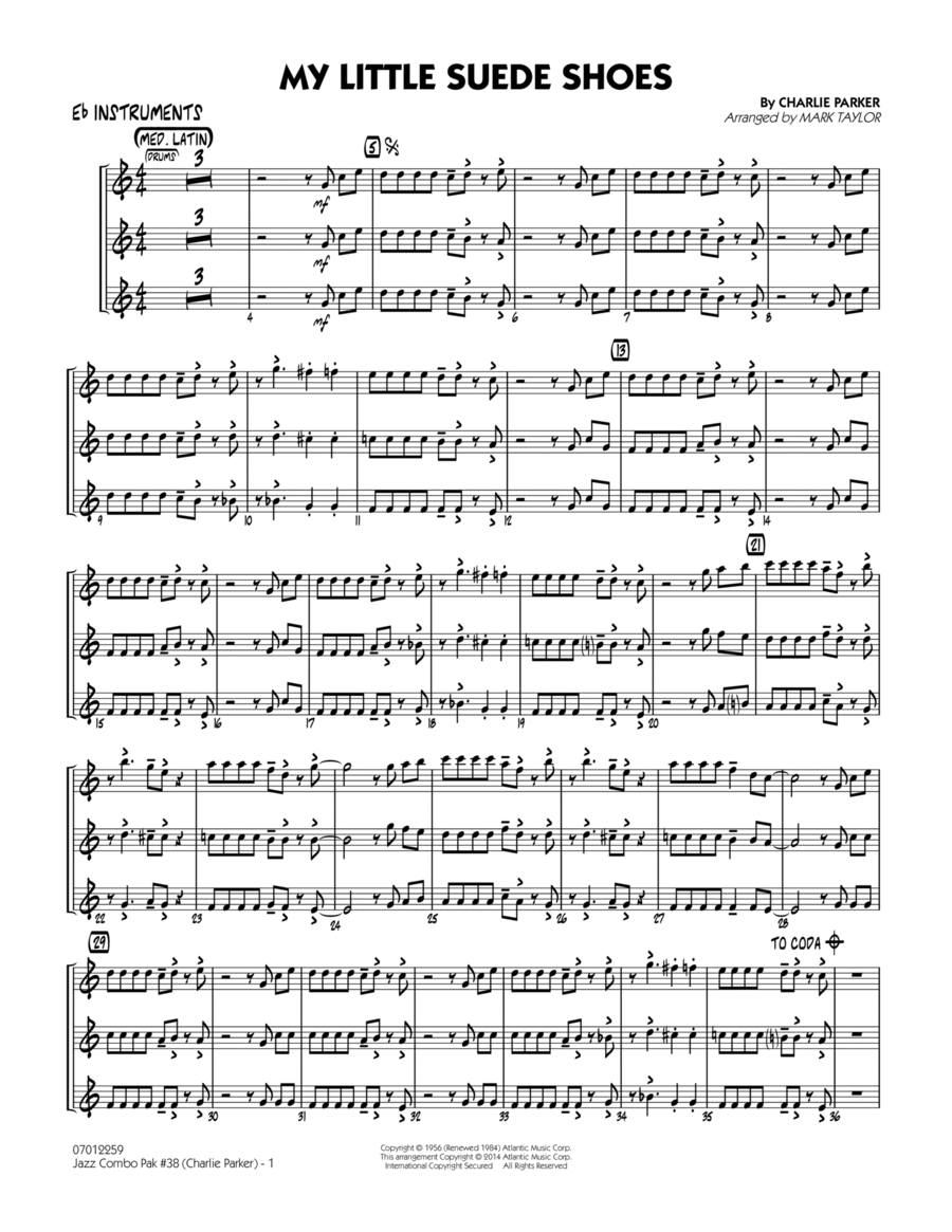 Jazz Combo Pak #38 (Charlie Parker) - Eb Instruments Jazz Ensemble scores gallery preview page 1