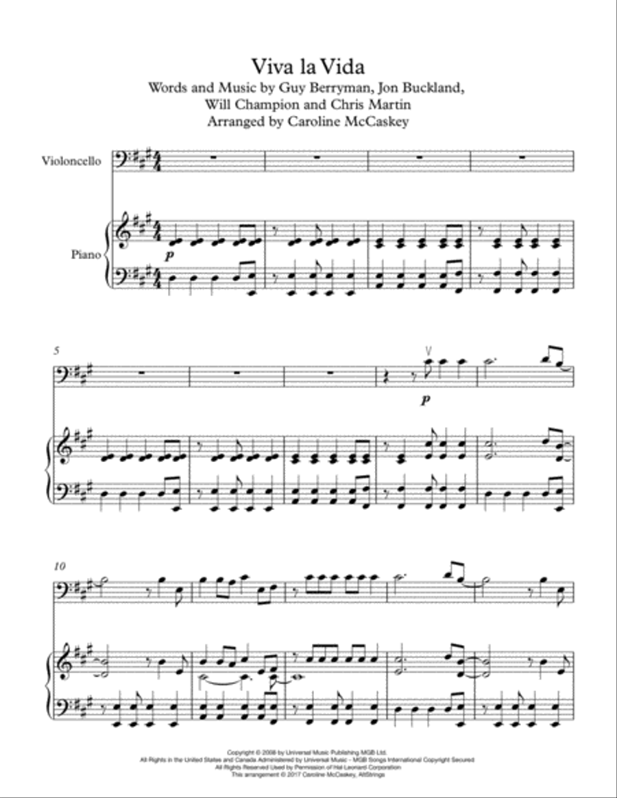 Viva La Vida Piano scores gallery preview page 2