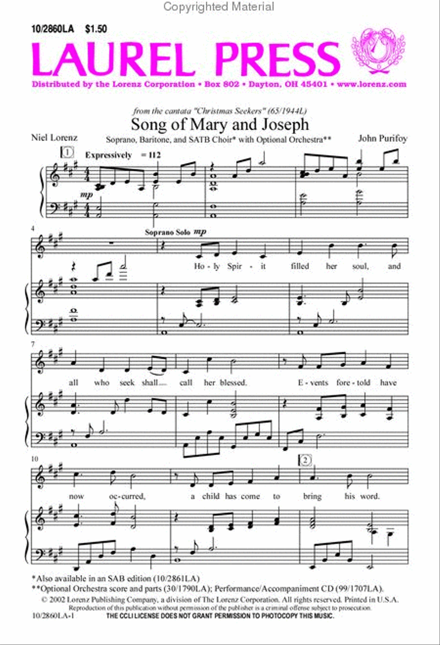 Song of Mary and Joseph Song of Mary and Joseph 4-Part scores gallery preview page 2