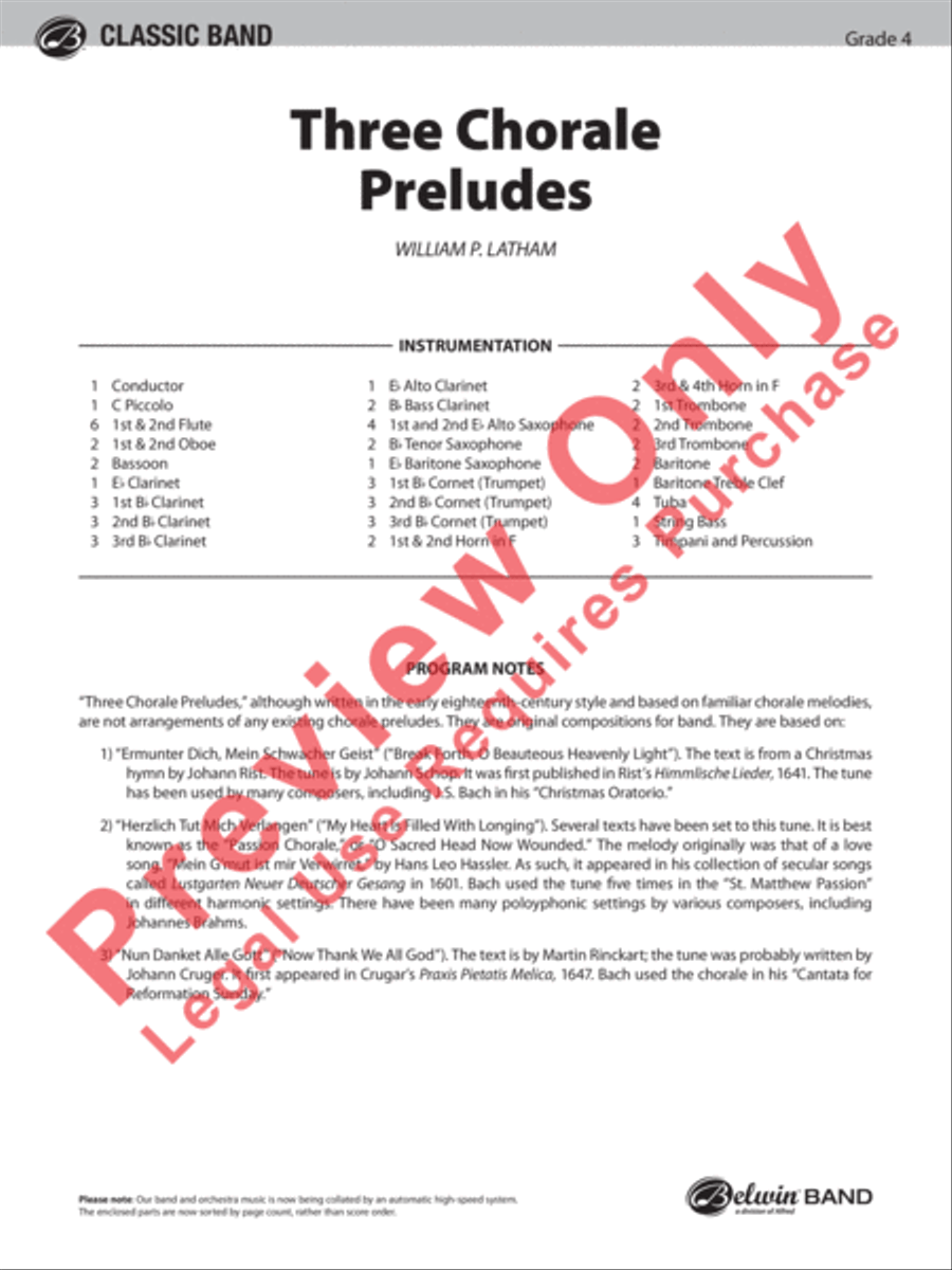 Three Chorale Preludes Three Chorale Preludes Concert Band scores gallery preview page 2