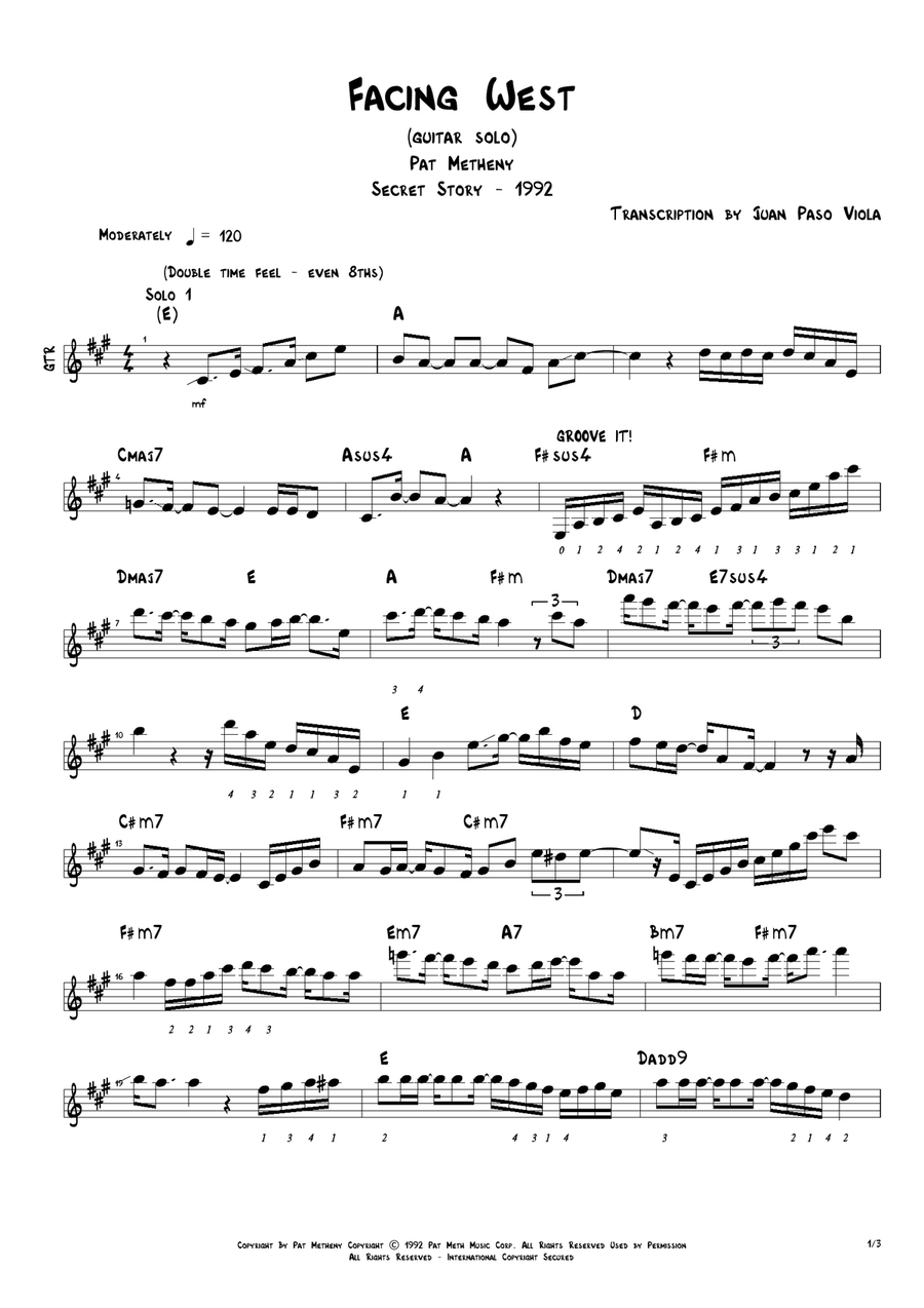 Facing West Electric Guitar scores gallery preview page 1