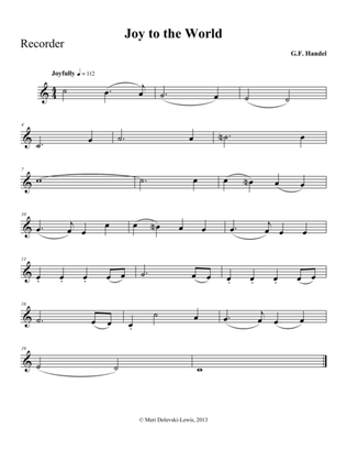 Joy to the World: recorder/piano