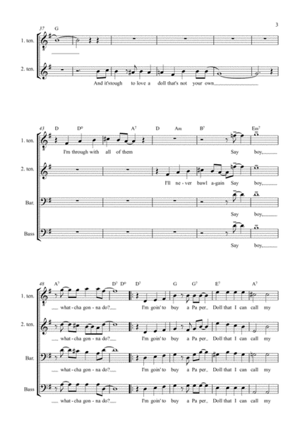 Paper Doll, Vocal Score (Barbershop Quartet)