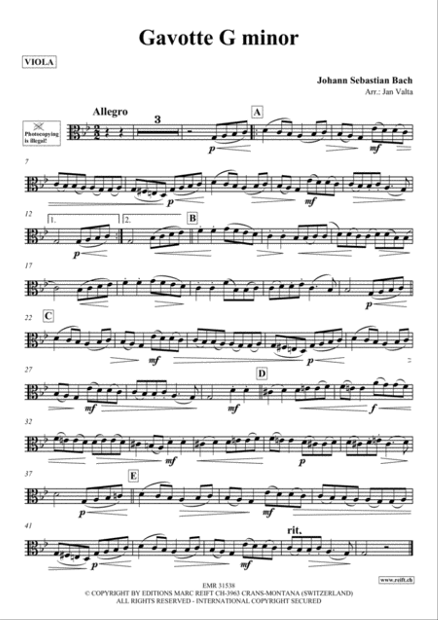 Gavotte G minor Gavotte G minor Viola scores gallery preview page 2