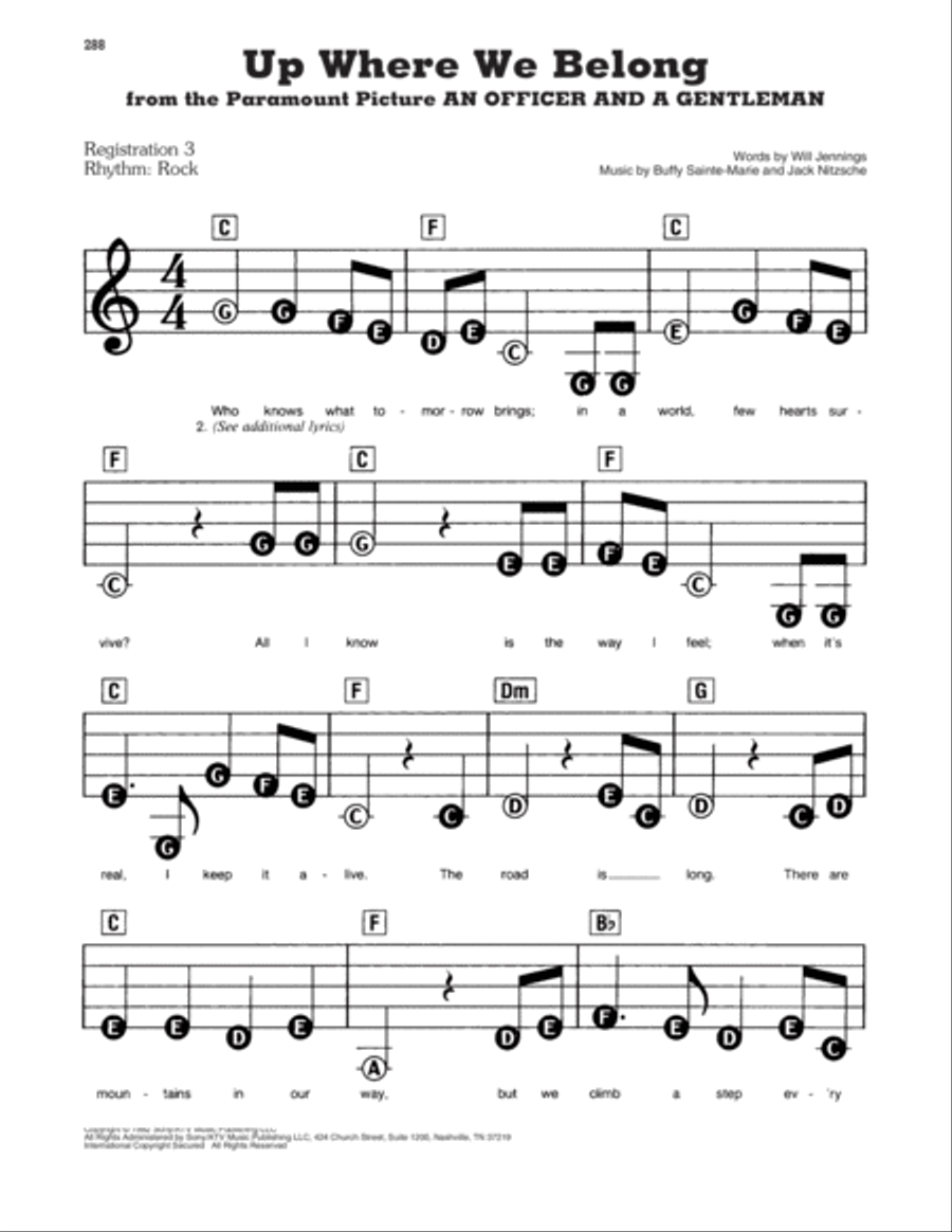 Up Where We Belong (from An Officer And A Gentleman) Electronic Keyboard scores gallery preview page 1