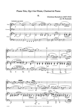Book cover for "Andante con moto" from Piano Trio, Op.1 for Flute, Clarinet & Piano
