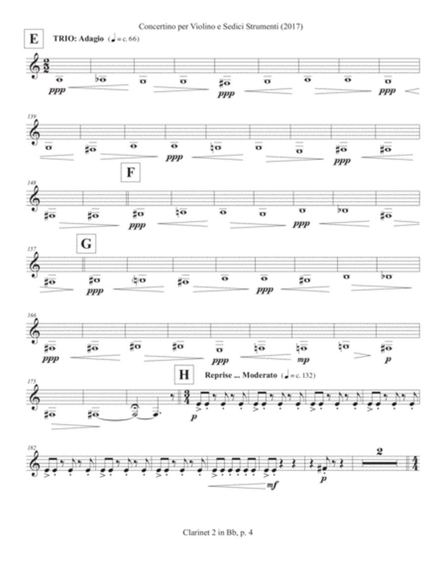 Concertino per Violino e Sedici Strumenti (2017) clarinet in Bb part 2