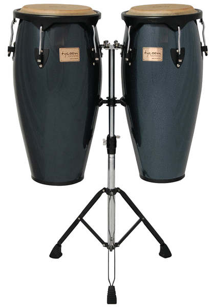 Metallic Blue Supremo Congas With Double Stand