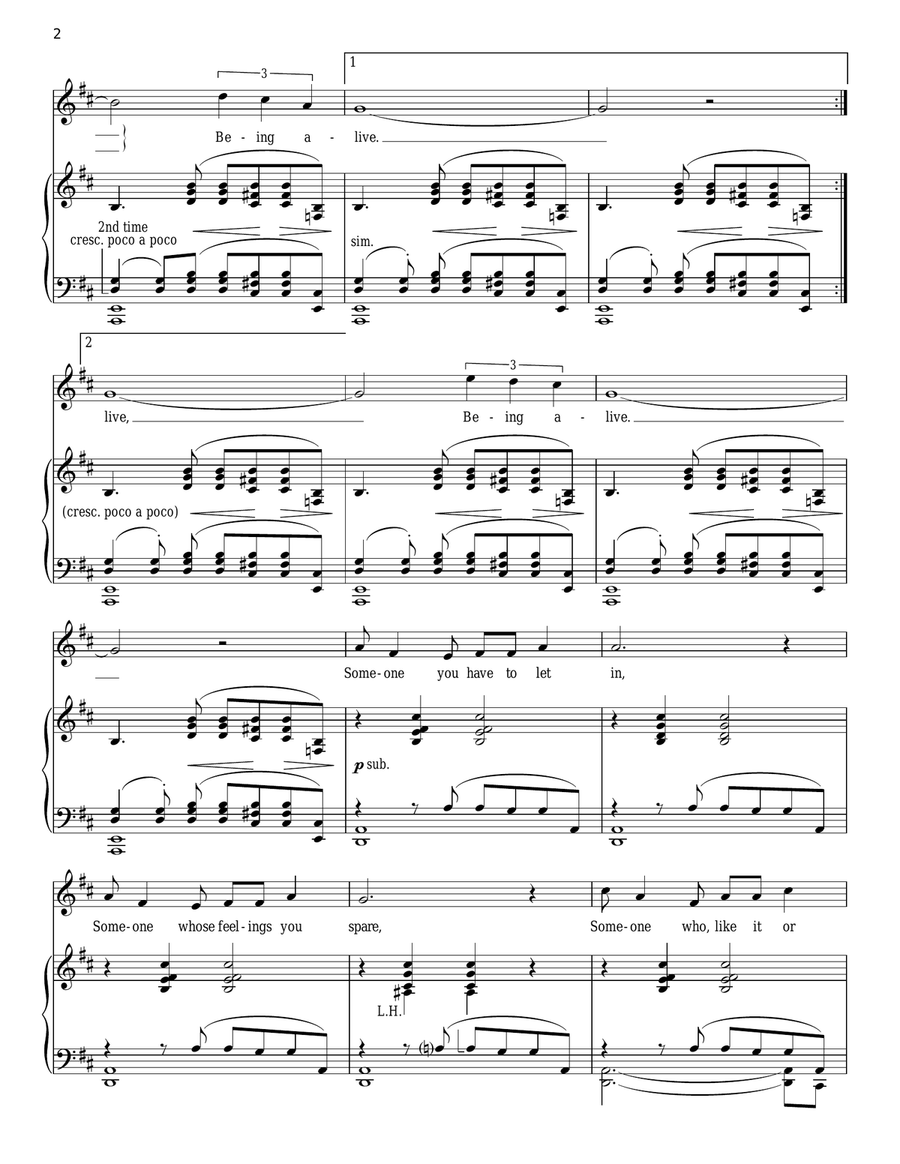 Being Alive Piano, Vocal scores gallery preview page 2