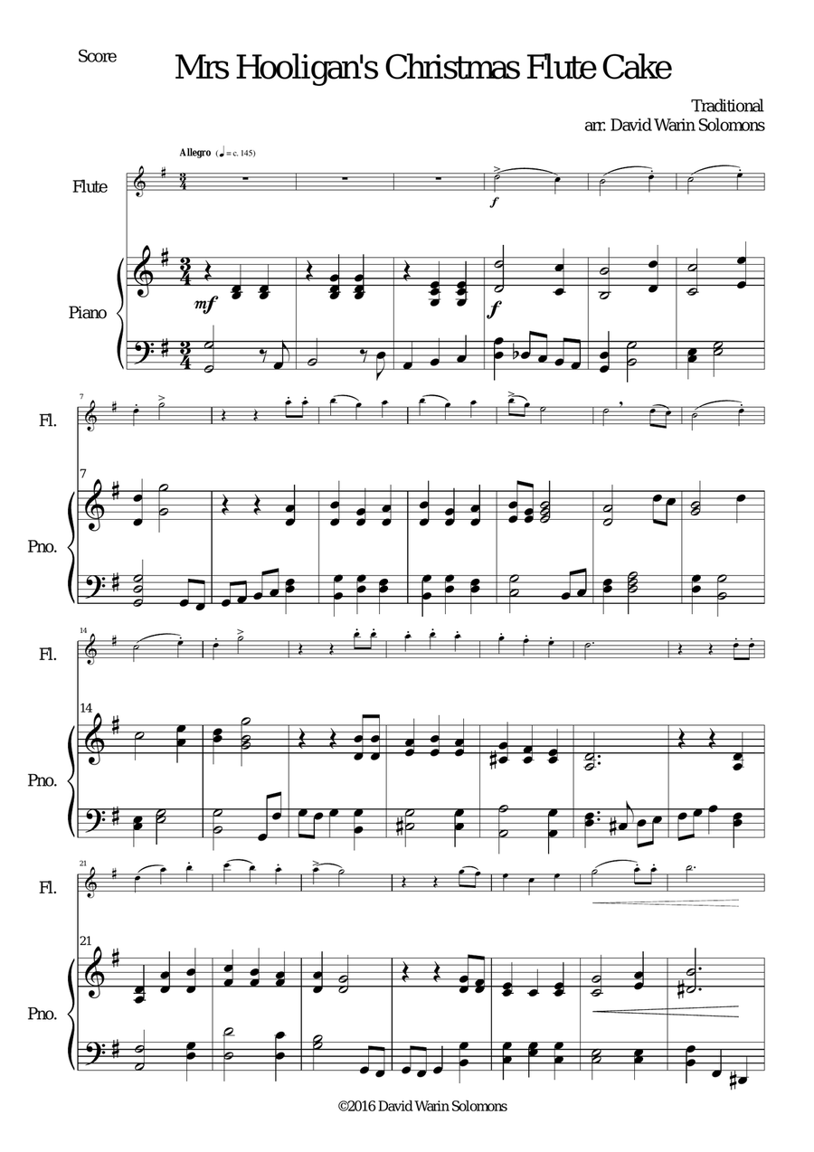 Mrs Hooligan's Christmas Flute Cake Mrs Hooligan's Christmas Flute Cake Flute Solo scores gallery preview page 1