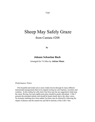 Book cover for Sheep May Safely Graze (for 5 Cellos)