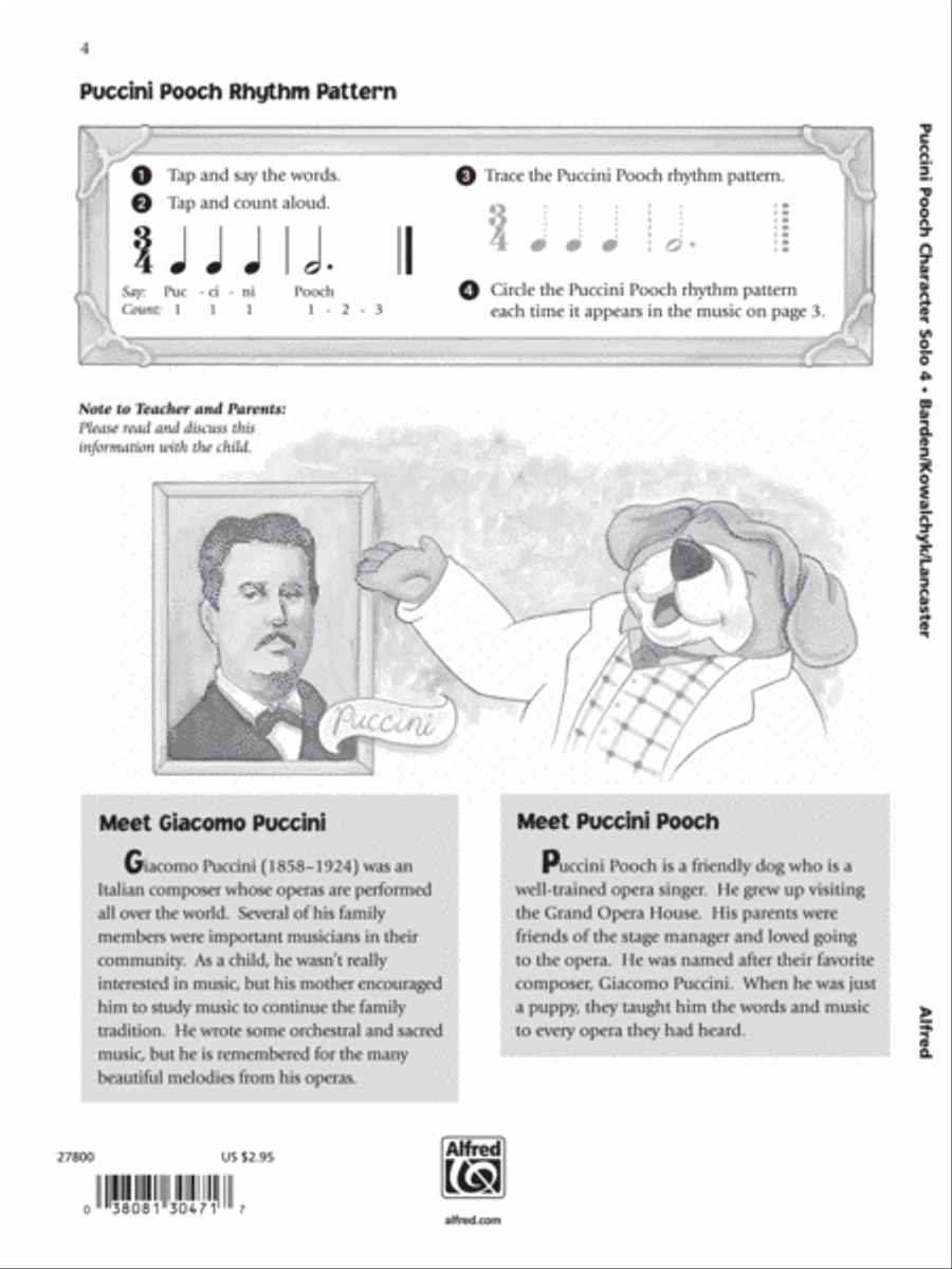 Music for Little Mozarts: Character Solo -- Puccini Pooch, Level 4 Piano Method scores gallery preview page 2