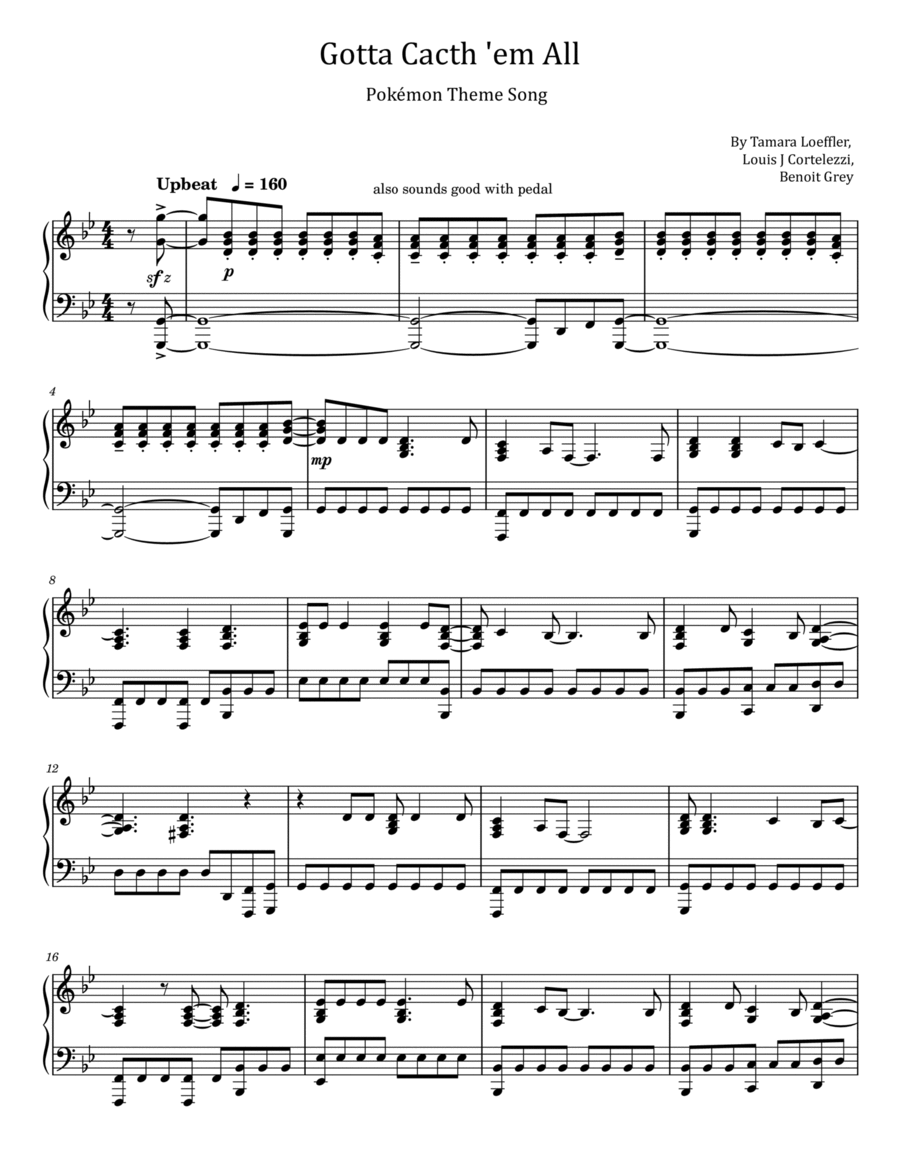 Pokemon Piano Solo scores gallery preview page 1