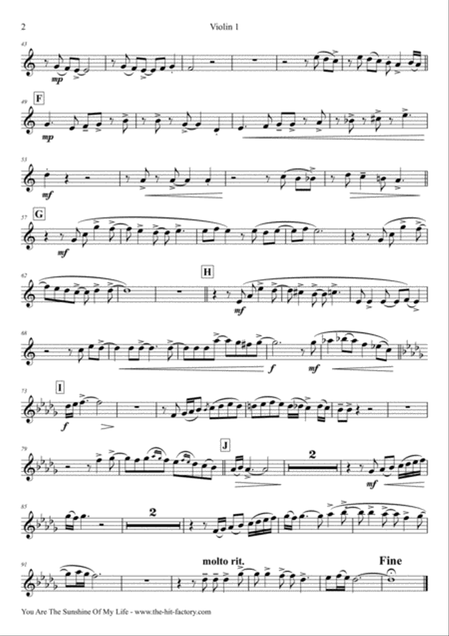 You Are The Sunshine Of My Life String Quintet scores gallery preview page 6