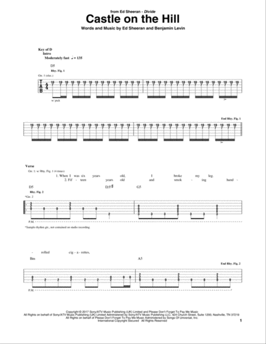 Castle On The Hill Castle On The Hill Electric Guitar scores gallery preview page 1