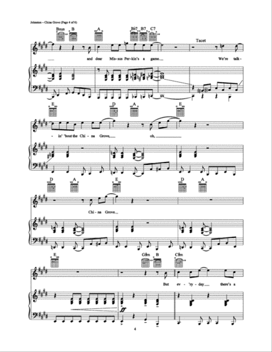 China Grove China Grove Piano, Vocal, Guitar scores gallery preview page 4
