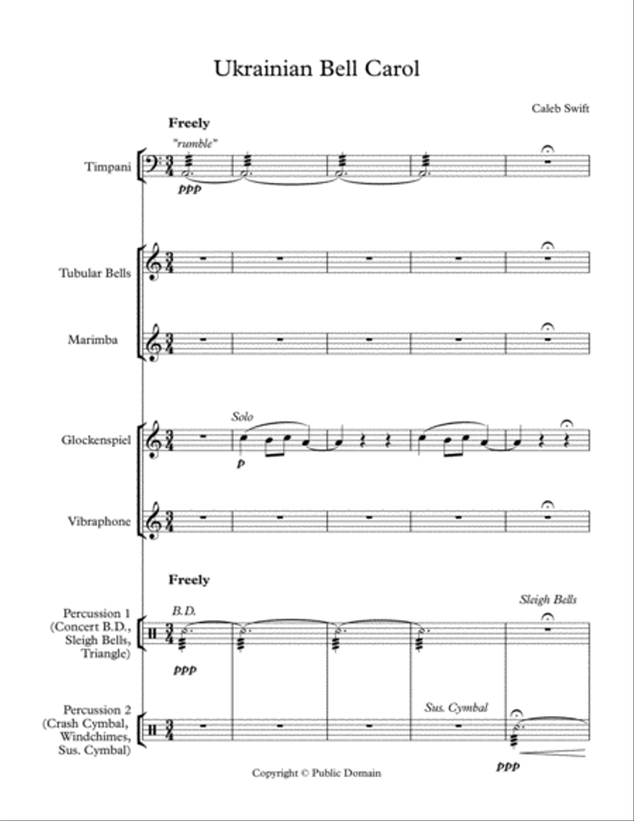 Pops Standards Holiday Concert Series: Ukrainian Bell Carol (For Percussion Ensemble) Percussion Ensemble scores gallery preview page 3