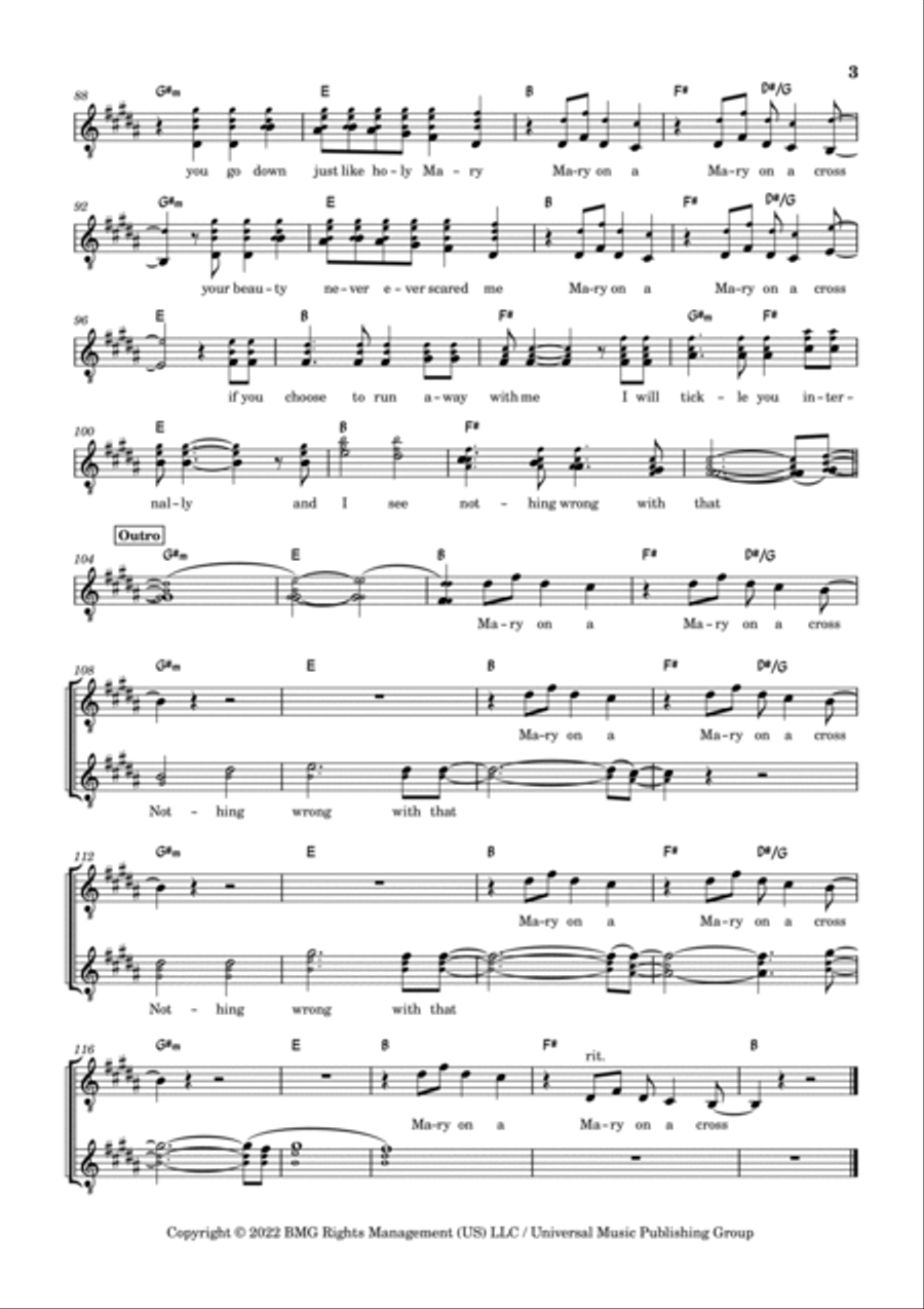Mary On A Cross Piano scores gallery preview page 3