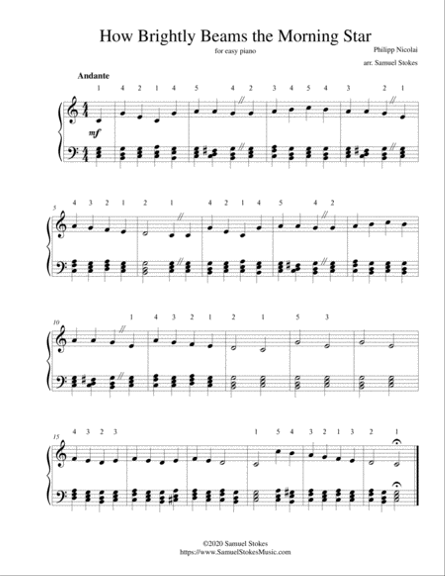 How Brightly Beams the Morning Star (How Bright Appears the Morning Star) - for easy piano Easy Piano scores gallery preview page 1