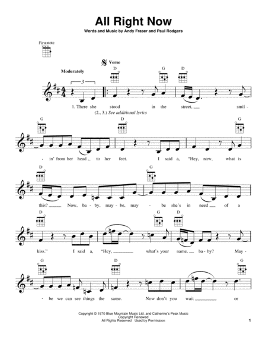 All Right Now All Right Now Ukulele scores gallery preview page 1