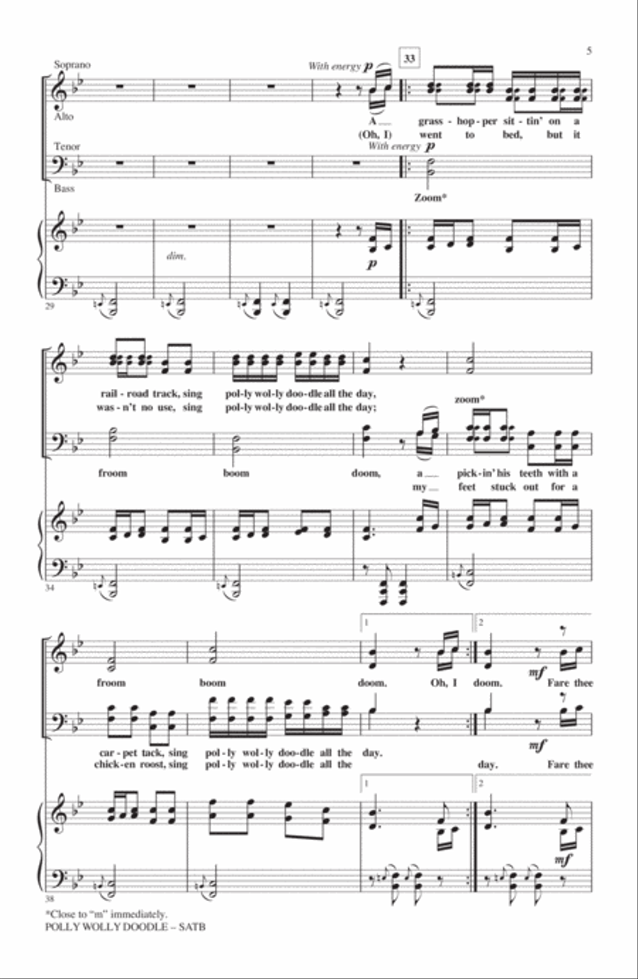 Polly Wolly Doodle 4-Part scores gallery preview page 4