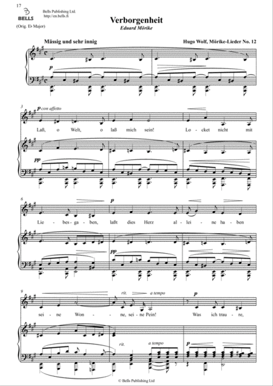 Verborgenheit (A Major) Verborgenheit (A Major) Voice Solo scores gallery preview page 1