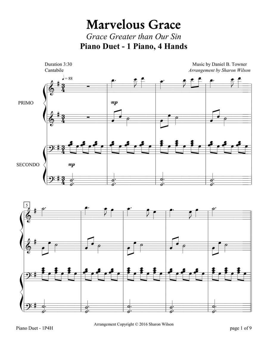 Marvelous Grace (1 Piano, 4 Hands Duet) 1 Piano, 4-Hands scores gallery preview page 3