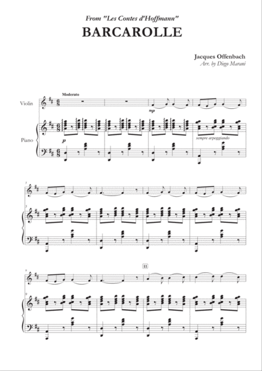 Offenbach's Barcarolle for Violin and Piano Chamber Music scores gallery preview page 2