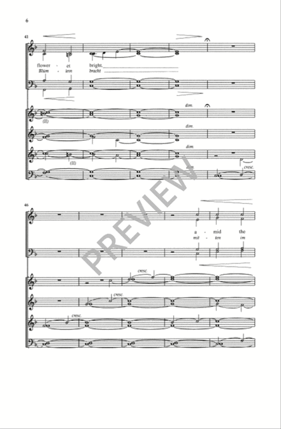 Lo How a Rose E'er Blooming (SATB Double Choir) 4-Part scores gallery preview page 6