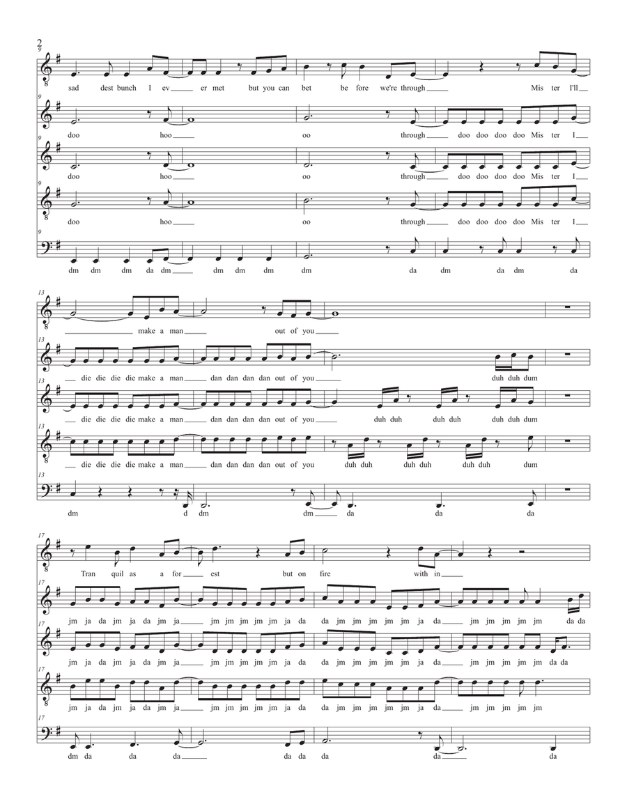 I'll Make A Man Out Of You 4-Part scores gallery preview page 2