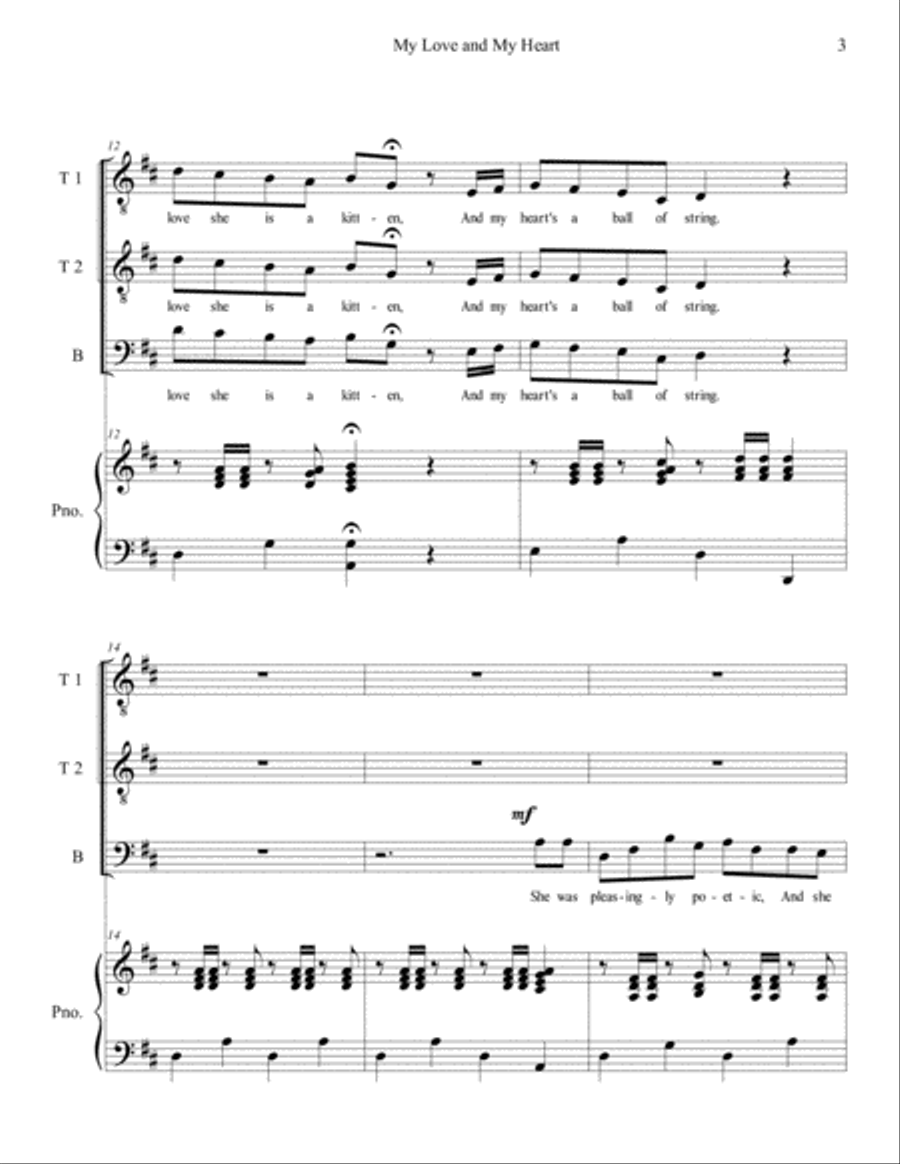 My Love and My Heart - TTB and Piano TTBB scores gallery preview page 3