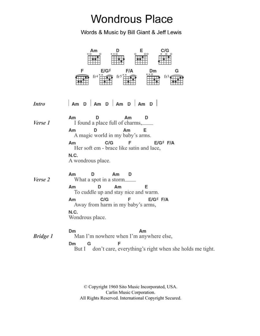 Wondrous Place Acoustic Guitar scores gallery preview page 1