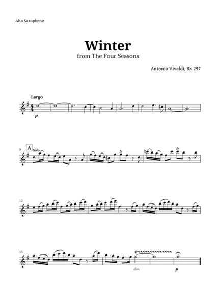 Largo from Winter by Vivaldi for Sax Quartet image number null