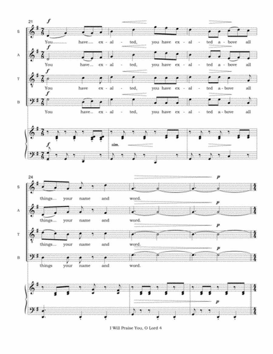 I Will Praise You, O Lord (SATB accompanied) image number null