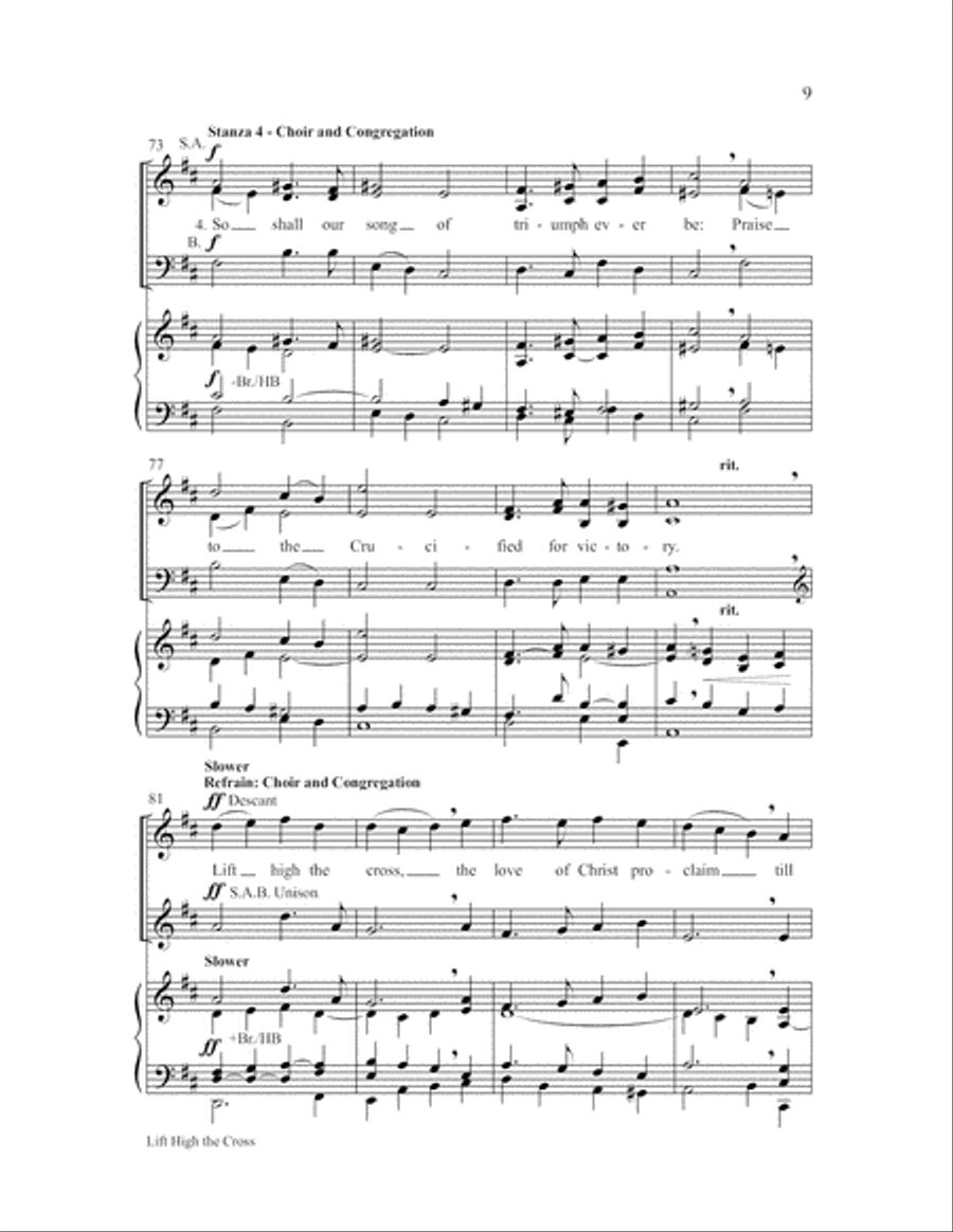 Lift High the Cross-SAB-Digital Download 3-Part scores gallery preview page 9