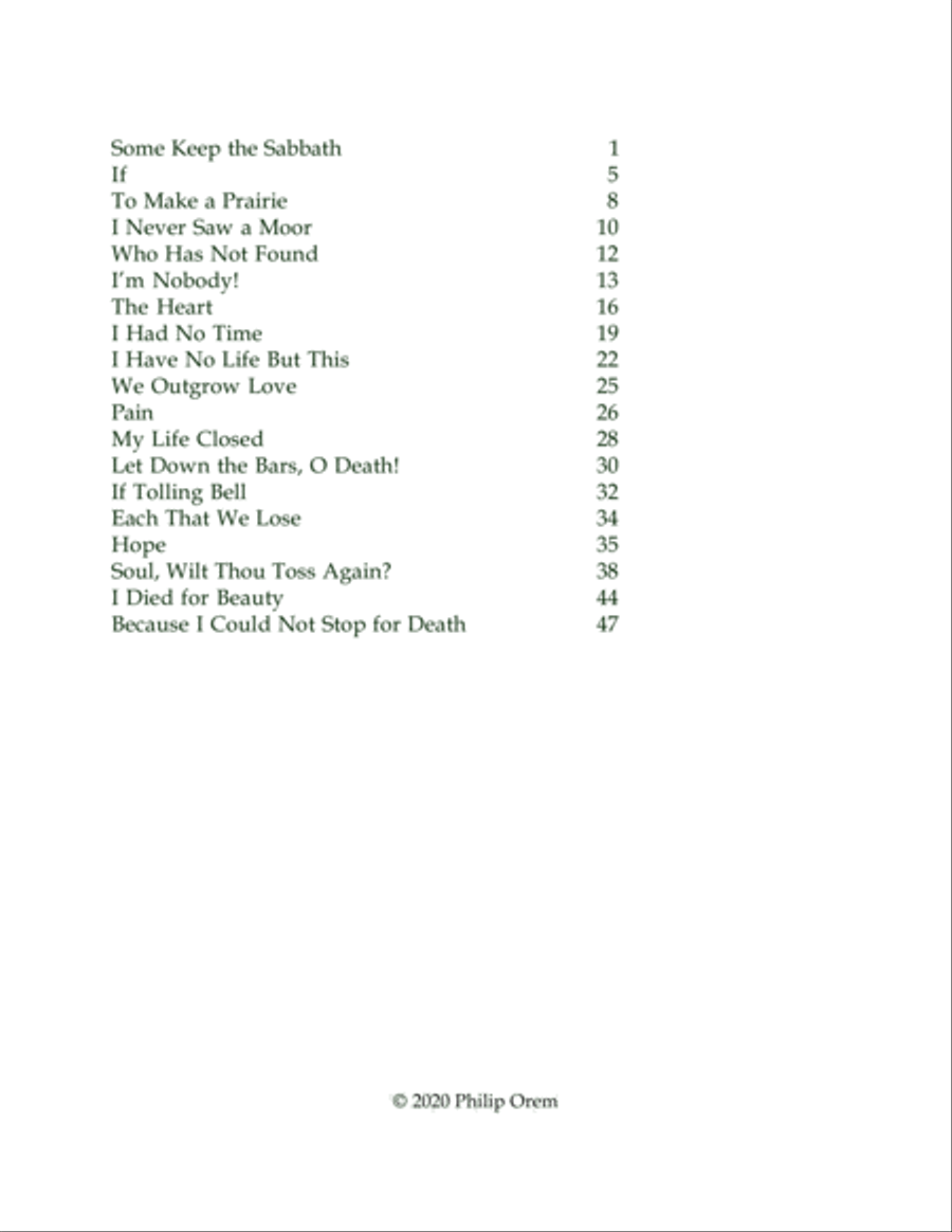 Emily Dickinson Songs (voice and piano) Choir scores gallery preview page 2