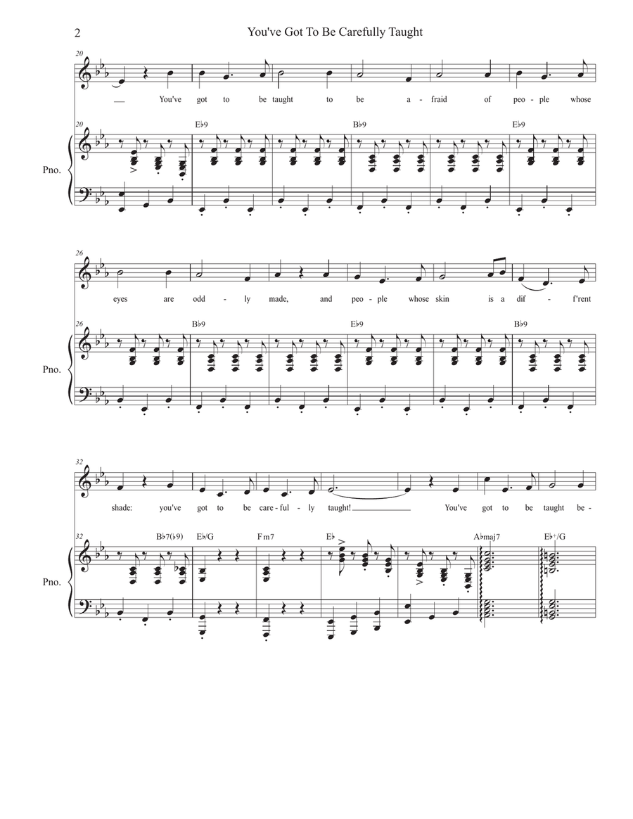 You've Got To Be Carefully Taught Piano, Vocal scores gallery preview page 2