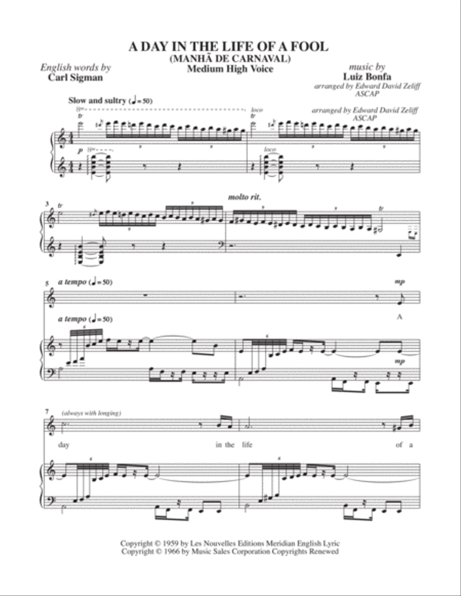 A Day In The Life Of A Fool (manha De Carnaval) Voice Solo scores gallery preview page 2