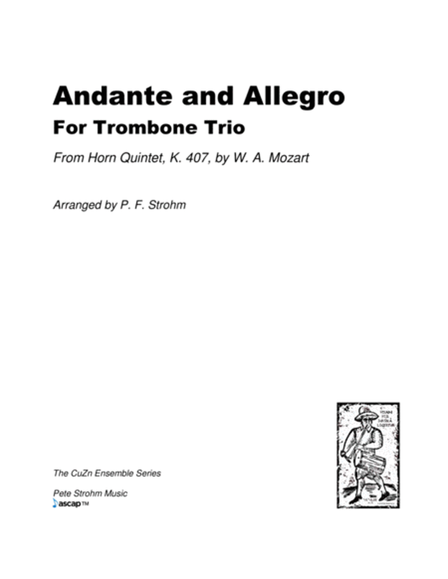 Andante and Allegro for Trombone Trio, from Horn Quintet, K. 407 -  Score Only image number null