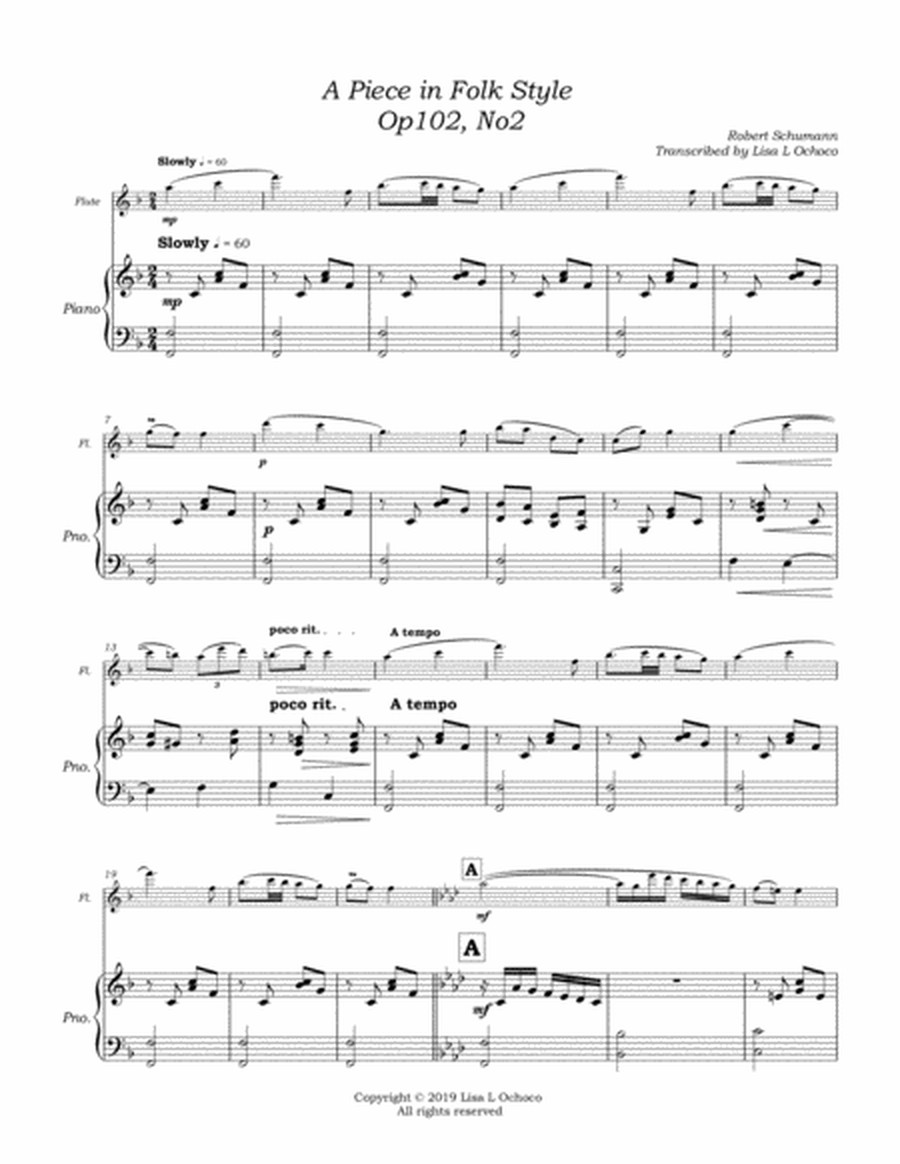A Piece in Folk Style for Flute and Piano image number null