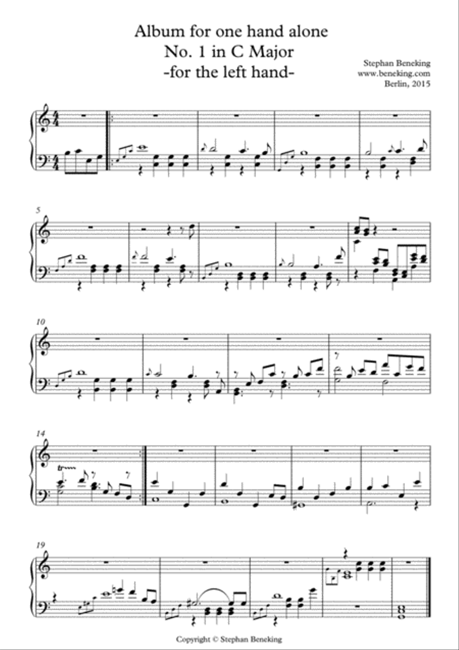 Album for One Hand Alone No. 1 Easy Piano scores gallery preview page 3