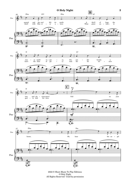 O Holy Night - Voice and Piano - D Major - W/Chords (Full Score and Parts) image number null