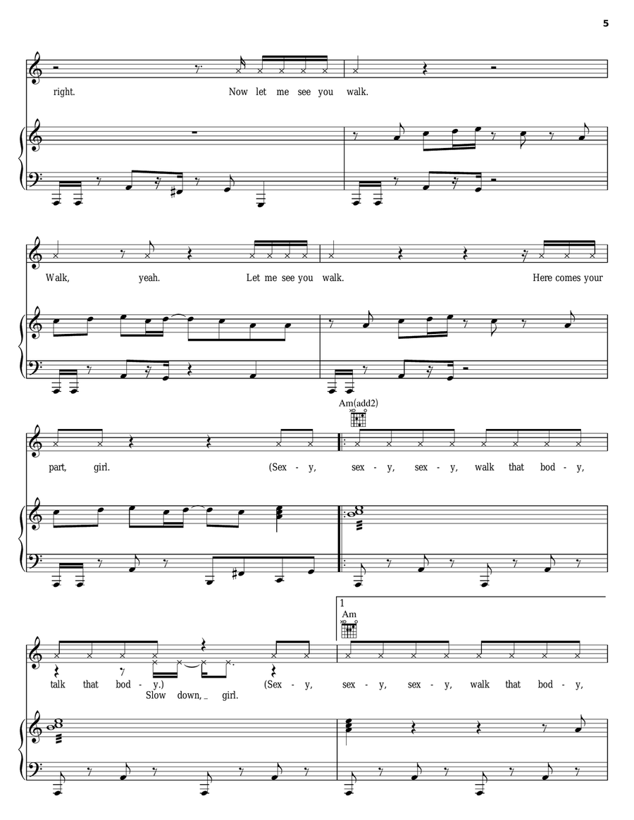 Sexy Ladies (Let Me Talk To You Prelude) Piano, Vocal, Guitar scores gallery preview page 5