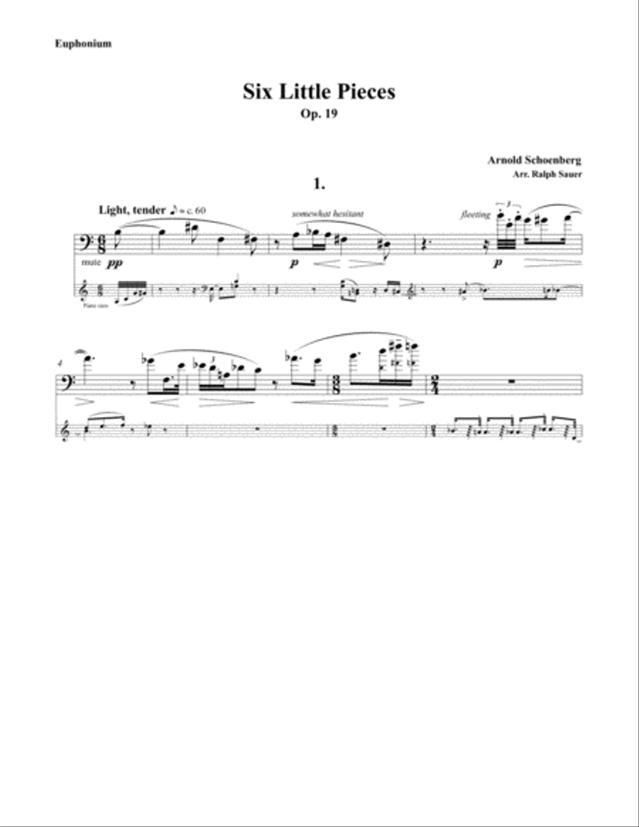 Six Little Pieces, op. 19 for Euphonium and Piano Euphonium scores gallery preview page 2