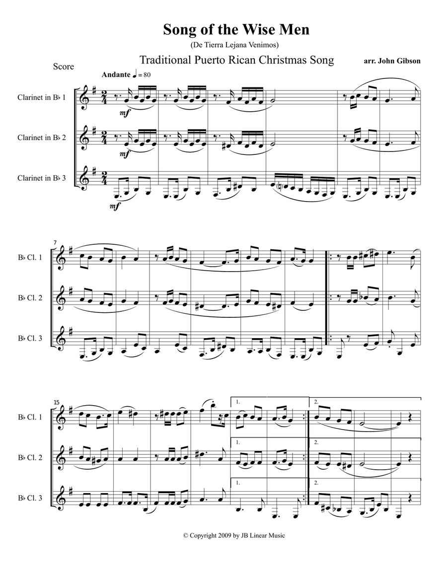 Song of the Wise Men - clarinet trio Clarinet Trio scores gallery preview page 2